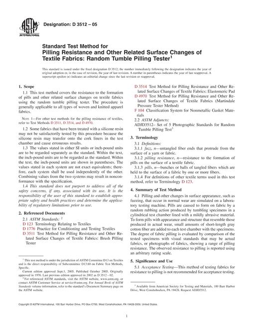 ASTM D3512-05